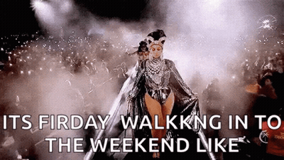 Woman In Costume Walking Into Concert Crowd GIF