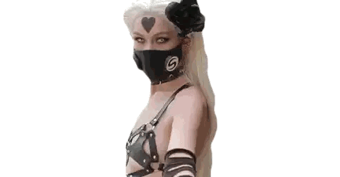 Woman In Costume With Heart Face Making Hand Gesture Sticker