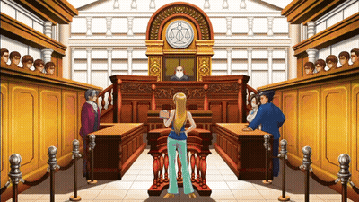 Woman In Courtroom Holding Paper GIF