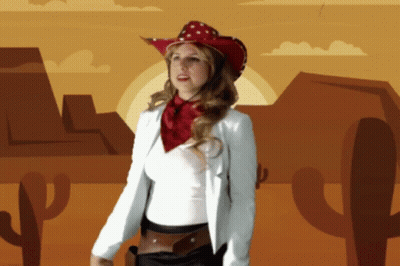 Woman In Cowboy Hat And Scarf In Desert GIF
