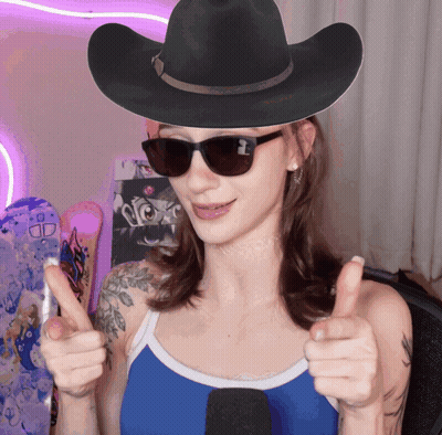 Woman In Cowboy Hat And Sunglasses Thumbs Up GIF