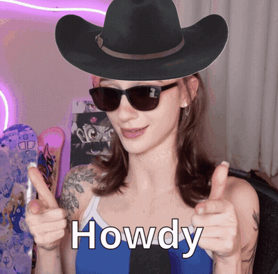 Woman In Cowboy Hat And Sunglasses Thumbs Up Howdy GIF