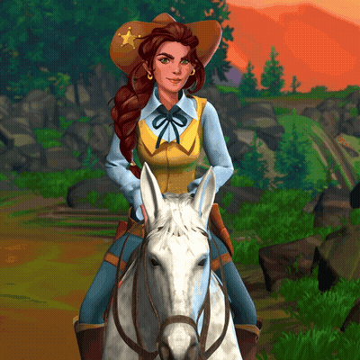 Woman In Cowboy Hat Riding White Horse GIF