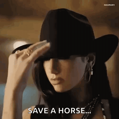 Woman In Cowboy Hat Saying Save A Horse GIF