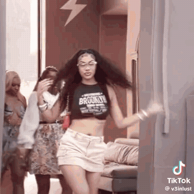 Woman In Crop Top And White Shorts Dancing With Others GIF