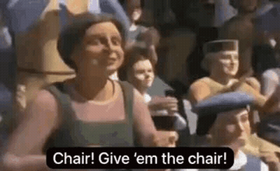 Woman In Crowd Saying Chair Give Em The Chair GIF