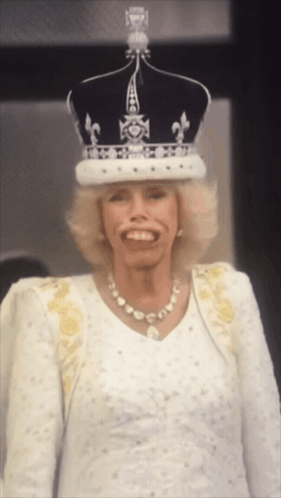 Woman In Crown And White Dress Smiling GIF