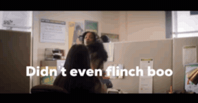 Woman In Cubicle Didn't Even Flinch Boo GIF