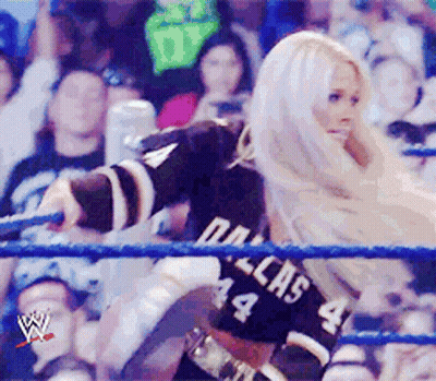 Woman In Dallas 44 Jersey Wrestling Ring Holding Rope GIF
