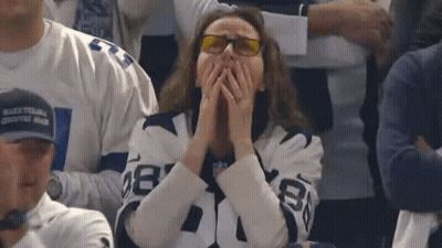 Woman In Dallas Cowboys Jersey Covering Face GIF