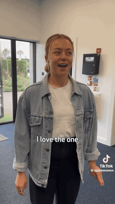 Woman In Denim Jacket And White Shirt Says I Love The One GIF