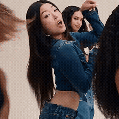 Woman In Denim Jacket Dancing GIF