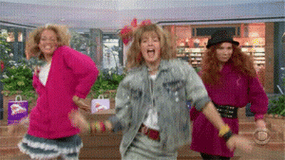 Woman In Denim Jacket Dancing With Two Girls GIF