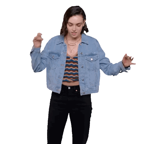 Woman In Denim Jacket Dancing Sticker