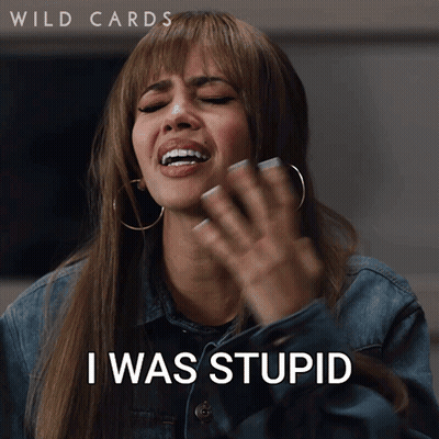 Woman In Denim Jacket Making Funny Face Saying I Was Stupid GIF