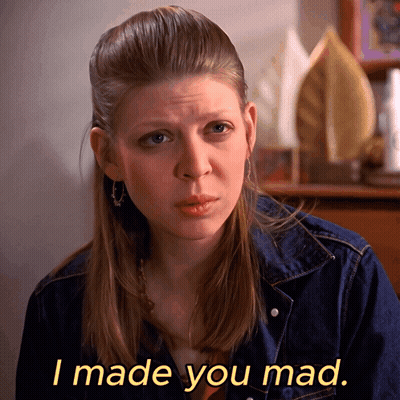 Woman In Denim Jacket Saying I Made You Mad GIF