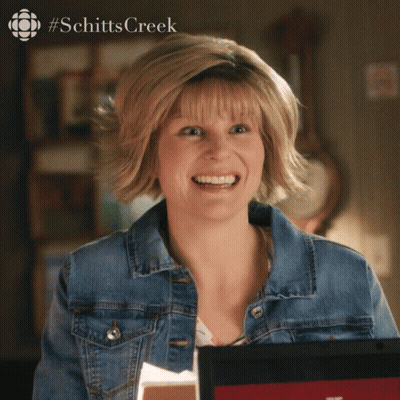 Woman In Denim Jacket Smiling #SchittsCreek GIF