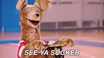 Woman In Dog Costume Riding Bike Saying See Ya Sucker GIF