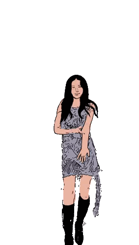 Woman In Dress And Boots Sticker