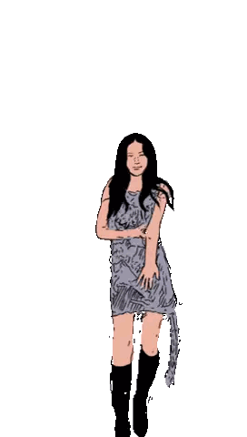 Woman In Dress And Boots Dancing Sticker