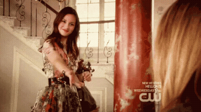 Woman In Dress Curtain Saying Hello Cats GIF