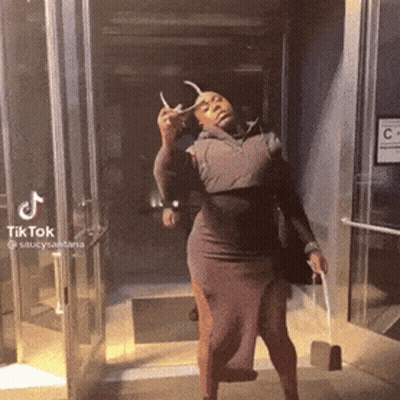 Woman In Dress Holding Bag GIF