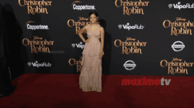 Woman In Dress On Disney Christopher Robin Red Carpet GIF
