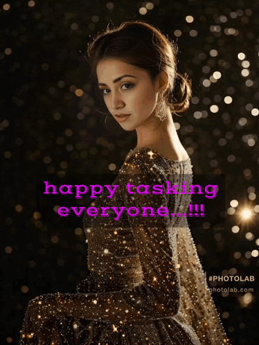 Woman In Dress With Happy Tasking Everyone GIF