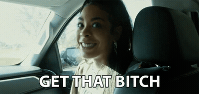Woman In Driver's Seat With Get That Bitch GIF