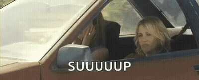Woman In Driver Seat Saying Suuuup GIF