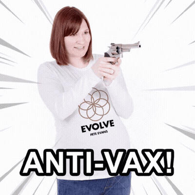 Woman In Evolve Pete Evans Shirt Holding Gun GIF