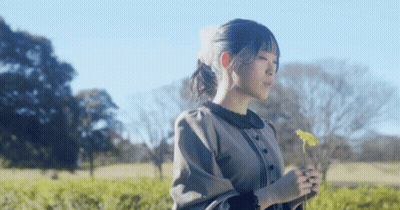 Woman In Field Holding Yellow Flower GIF