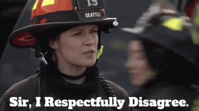 Woman In Fireman Helmet Says Sir I Respectfully Disagree GIF