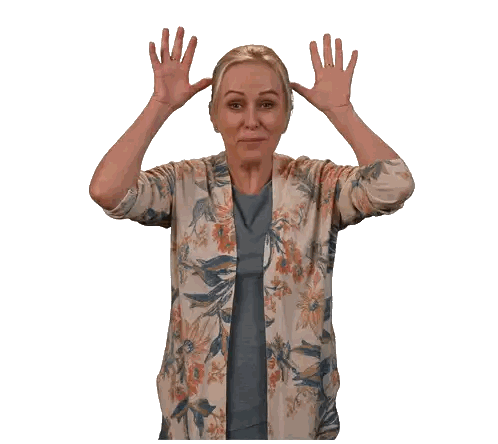 Woman In Floral Cardigan Making Face Sticker