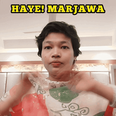 Woman In Floral Dress Saying Haye Marjava GIF