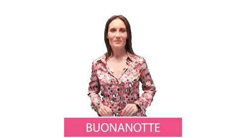 Woman In Floral Shirt Buonanotte Sign Sticker