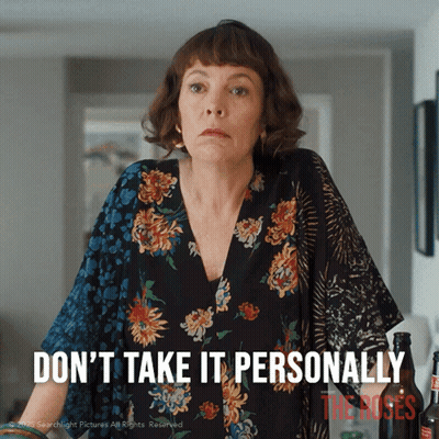 Woman In Floral Shirt Saying Don't Take It Personally GIF