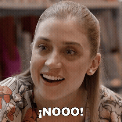 Woman In Floral Shirt Saying Nooo GIF