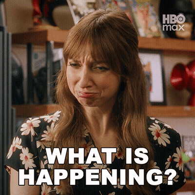 Woman In Floral Shirt Says What Is Happening GIF