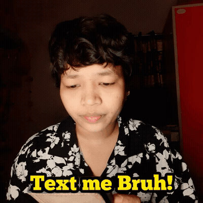 Woman In Floral Shirt Text Me Bruh GIF