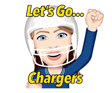 Woman In Football Helmet Saying Lets Go Chargers Sticker