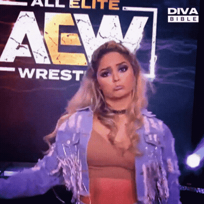 Woman In Front Of All Elite AEW Wrest Sign GIF