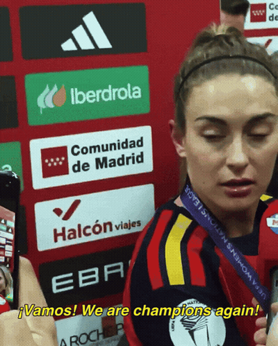 Woman In Front Of Banner Comunidad De Madrid GIF