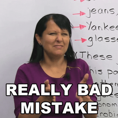 Woman In Front Of Board Saying Really Bad Mistake GIF