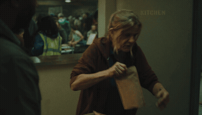 Woman In Front Of Kitchen Sign GIF