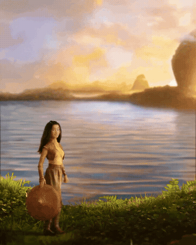 Woman In Front Of Lake GIF