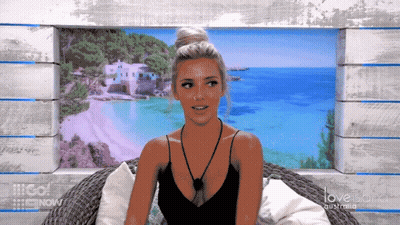 Woman In Front Of Love Island Australia Screen GIF