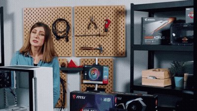 Woman In Front Of MSI Box GIF