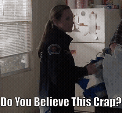 Woman In Front Of Refrigerator Saying Do You Believe This Crap GIF