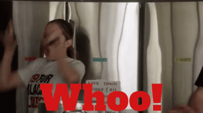 Woman In Front Of Refrigerator Saying Whoo GIF